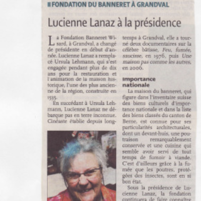 Extrait d'un article qui parle de Lucienne Lanaz à la présidence