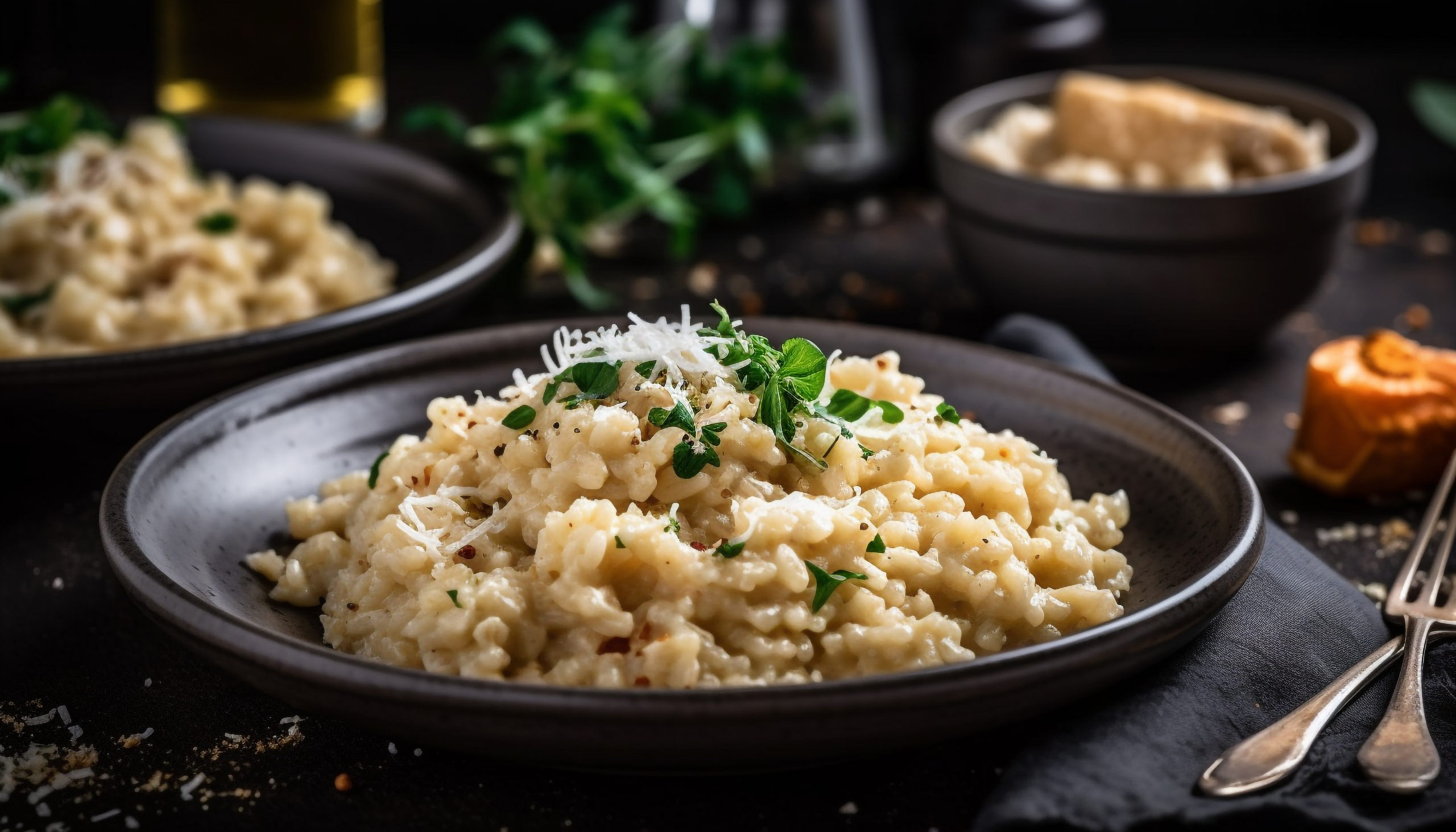 Risotto flambé dans sa meule de fromage